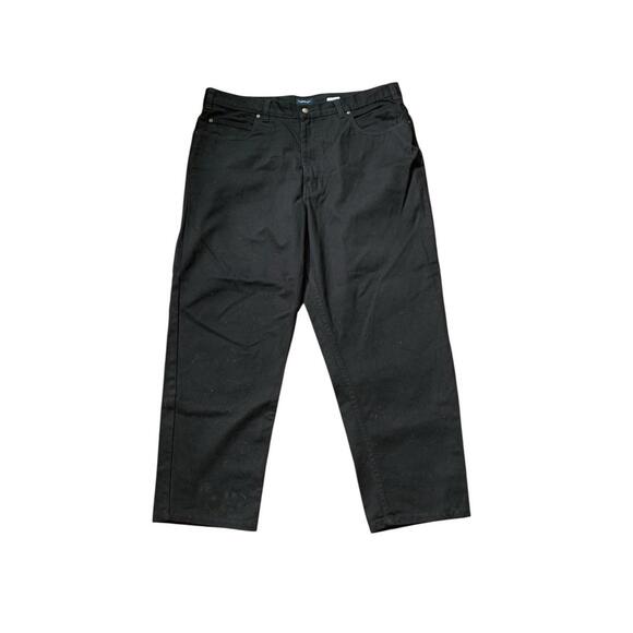 Harbor Bay Jeans Mens 42x30 Black Denim Loose Fit Straight Leg Cotton Pocket - Picture 1 of 9